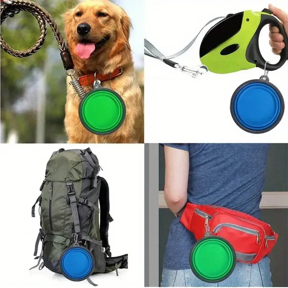 Small Portable Collapsible Pet Bowl with Clip, Sky Blue (Cat or Dog)